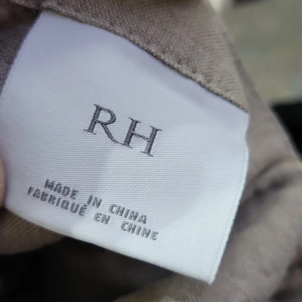 Restoration Hardware Linen Lumbar Pillow Sham Embroiderd Double Piping